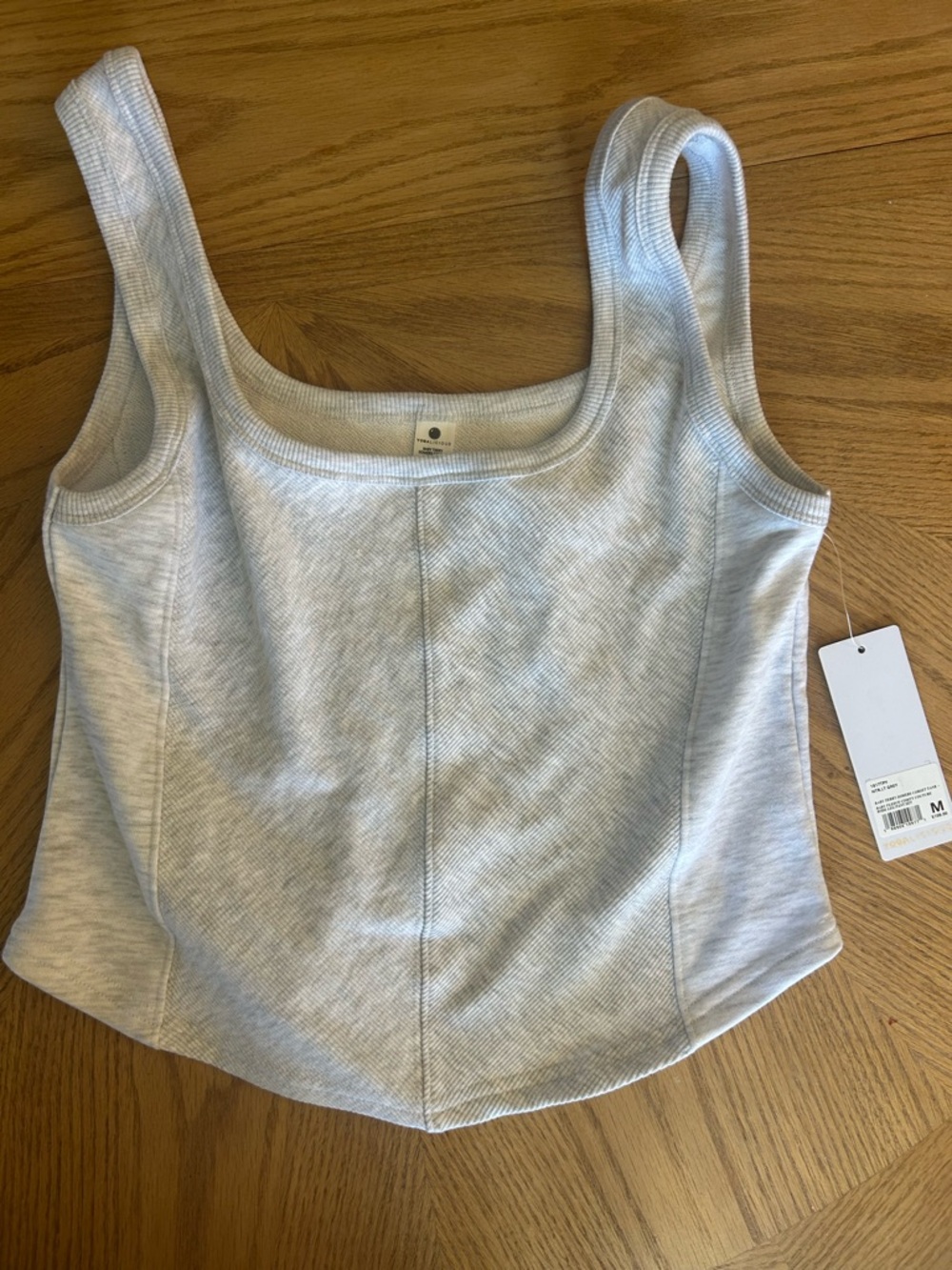 Yogalicious Light Gray Ribbed Square Neck Tank